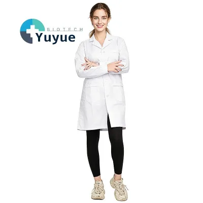 Long Sleeve Button White Lab Coat Uniform for Chemistry Laboratory School Student Working Wear Unisex Work Clothing
