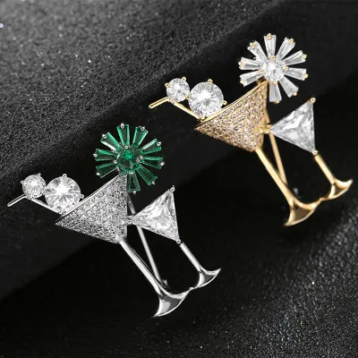 Alloy Pins Sets Wine Glass Cocktail Metal Juice Brooches for Clothing Bags Backpacks Jackets Hat Jewelry DIY Accessories