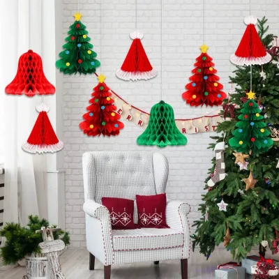 New Year and Christmas Tree Decoration 3D Honeycomb Pendant for Halloween and Easter Parties