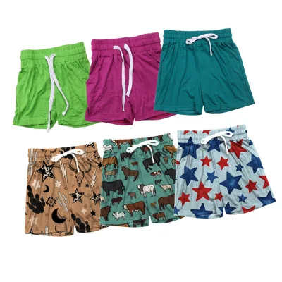 High Quality Multi Color Custom Western Pattern Soft and Comfy Bamboo Fabric Kids Boys Shorts Pants