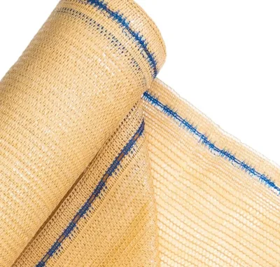 60% Sun Block Beige Shade Net HDPE Shade Net Woven with Blue Eyelets