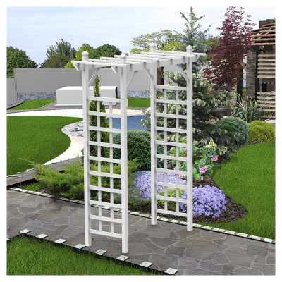 Vinyl Garden Trellis Classic Colonnade Arbor, PVC Arbor With Square Lattice