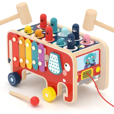 Unisex Children's Durable Wood PE Material Whack-a-Mole Percussion Game Musical Instrument Set Customizable Intelligent Home Toy