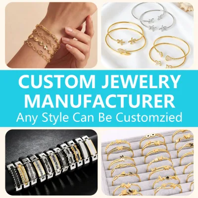 Wholesale Custom Jewelry Manufacturer Personalized Stainless Steel Zircon Trendy Unisex Customized Cuff Bangle Bracelet