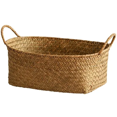 Seagrass Storage Basket Multi Size Handmade Rattan Shelf Baskets Home Storage Baskets for Decoration Picnic