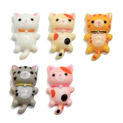CHENXI Kawaii Cat Cabochon Flatback Resin Plastic Eco-friendly Charms Phone Hairclip Keychain Decor 5 Colors DIY Craft Accessory