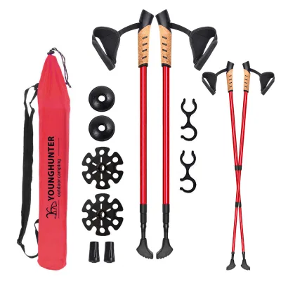 Aluminum Magnesium Alloy Adjustable Telescopic Ski Pole 3 Section Straight Trekking Poles Adjustable Telescopic Ski Pole