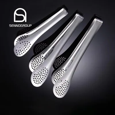 Premium Stainless Steel Food Tongs Kitchen Barbecue Buffet Steak Metal Tongs Ice Cube Clip
