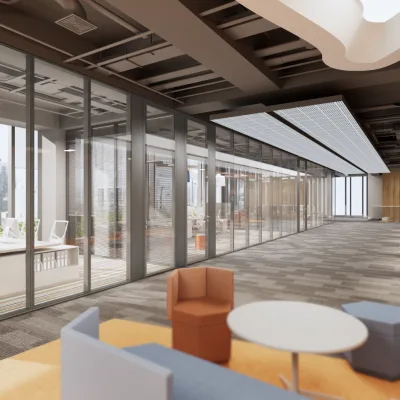 Modular clear Single Glazed Dividing All Room Framed for Commercial Partit Panel Soundproof Office Glass Wall Partitions