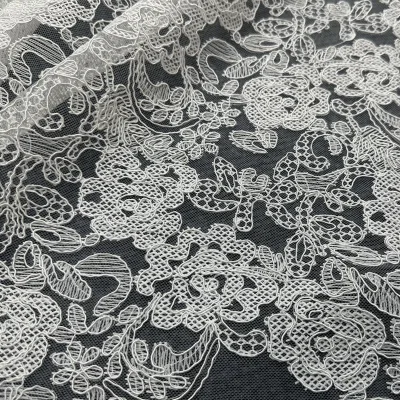 2024 Embroidery Fabric Shiny Cord Mesh Shimmer Lace Fabric Embellished Women's Wedding Dresses & Evening Gowns