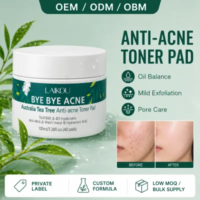 LAIKOU OEM ODM OBM Factory Direct Wholesale Tea Tree Acne Treatment Wet Compress 40 Pieces Organic Hydrating Brightening