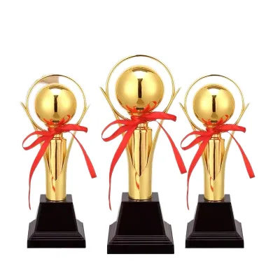 Creative Gold Plated Metal Trophy Cup with Laser Engraved Lettering-Sports Style Stage Award Factory Direct From China