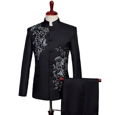 Zhongshan Costume Sequin Performance Suit Adult Men's Three-dimensional Bilateral Decal Chorus Stage Performance Costume