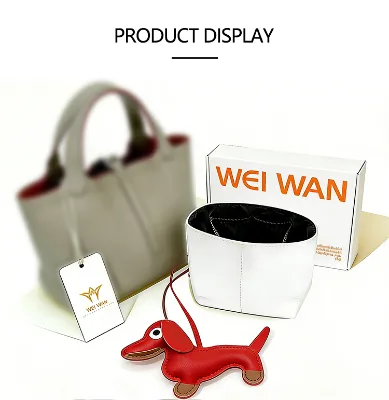 Premium Black Tyvek Handbag Organizer with Dachshund Leather Pendant
