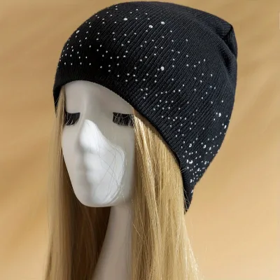 Wholesales Western Women's Multicolor Rhinestone Beanie Autumn Winter Thin Warm Pullover Hat