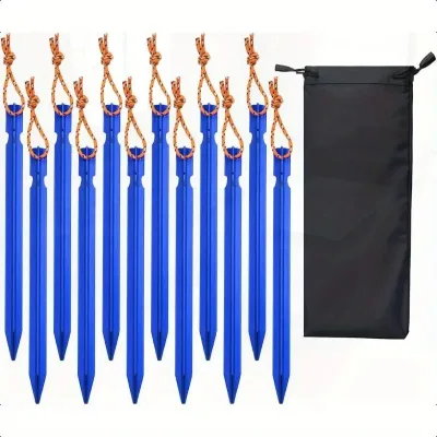 Triangular Y-Shape Heavy Duty Aluminum Alloy Camping Stakes-Anti-Twist Strong Grip Ground Pins Reflective Pull Cord Tents Tarps