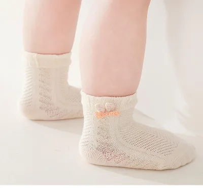 2024 Summer Kids 3d Short Tube Socks Cute Girls One Year Breathable Mercerized Cotton Socks