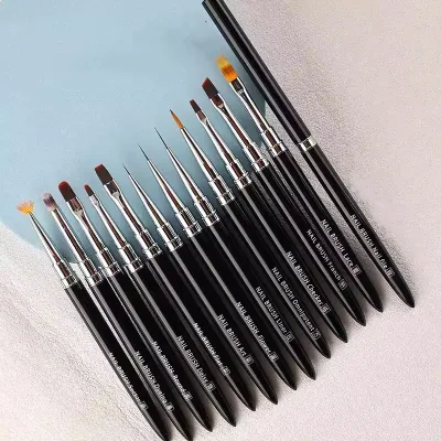 DIY Nail Beauty Painting Line Pen Soft Nylon Nail Art Brush Set Black DIY 3D Flower Ombre Liner UV Gel Drawing Pen