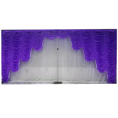 High Luxury Blue Swags Wedding Decoration Baby Shower Party Backdrop Panel Ruffle Drapes Panel Stage Background Curtain