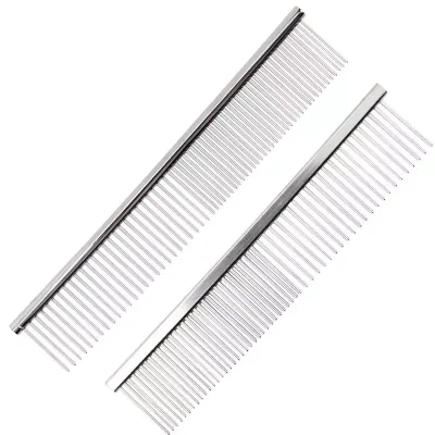 Pet Dematting Comb - Stainless Steel Pet Grooming Comb for Dogs and Cats Gently Removes Loose Undercoat, Mats, Tangles and Knots