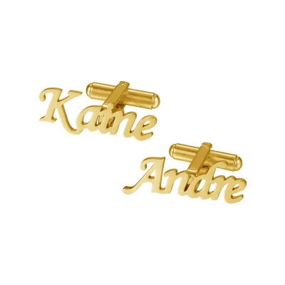 Custom Name Cufflinks Personalized Men Shirt Cuff Links Customized Logo Letter Gold Plated Stainless Steel Jewelry Cufflinks