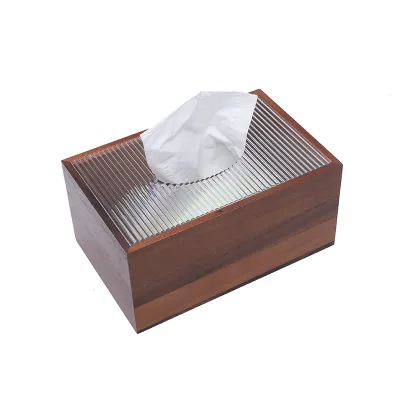 Wholesale Acrylic Wood Tissue Box Luxury Modern Eco-Friendly Napkin Storage Box for Home Office Car Bar Toilets Paper Organizer