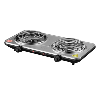2000w Portable Electric Stove Stainless Steel Adjustable Temperature Control Non-Slip Rubber Feet Double burner Electric Heating