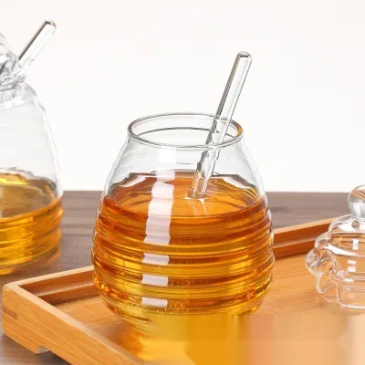 High Borosilicate Glass Honey Jar for Food Truck Honey Condiment