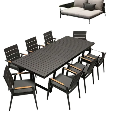 Garden Furniture Outdoor Dining Table and Chairs Table and Chair Set Patio Aluminum Frame Wooden Hotel High-end Cafe Restaurant