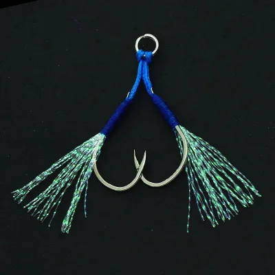 Metal Jig Double Fishing Assist Hook 10# 24# Boat Fishing Jigger Barbed Hooks