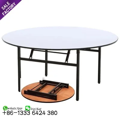 Good Sale Restaurant Dining Furniture Round White Plywood Folding Wood Event Wedding Banquet Table