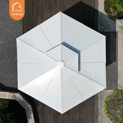 Winter Insulation Catering Outdoor Pavilion Hard Top Aluminum Alloy Rust-proof Hexagonal Large Size Pavilion