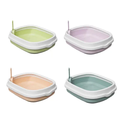 Large Semi Enclosed Cat Toilet, Detachable Plastic Pet Products for Cats, Open Cat Litter Basin