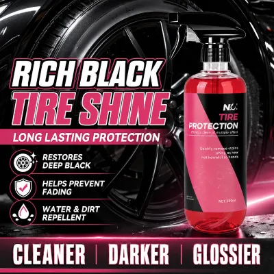 Tire Protection Spray 500ML High Gloss Rubber Plastic Shine Cleaner Car Detailing Dressing Restorer Black for Long Lasting
