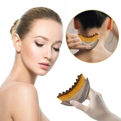 Lymphatic Contour Massage Brush Tool Soft Natural Bristle Lymph Drainage Dry Brushing Face Curved Simple Facial Brush