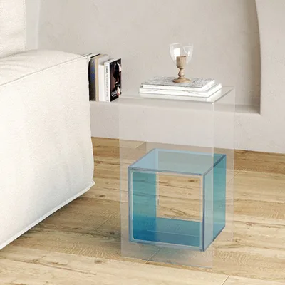 Nightstand 2-Tier Tray Acrylic End Table Clear Acrylic Side End Table