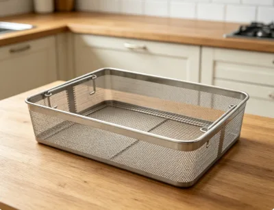 Mirror Polished Stainless Sink Strainer Basket Smooth Curved Edge Home Kitchen Vegetable Colander Tray