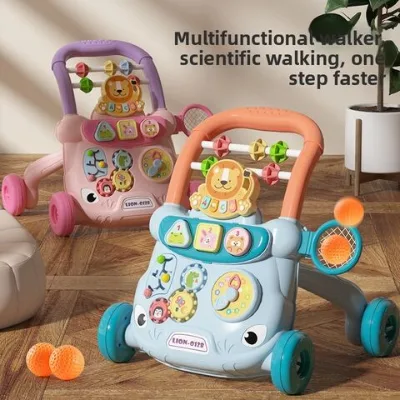 Baby multi-functional walker trolley baby anti-rollover learn to walk walker music educational toys wholesale