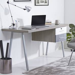 Minimalist V-shaped Metal Leg Writing Desk With Dual Storage Drawers