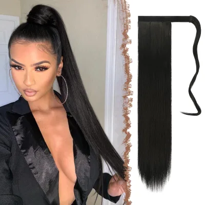 Straight Long Ponytail Extensions Wraparound Synthetic Ponytail Onytail Extension Wrap Around Long Curly Pony Tail Hair
