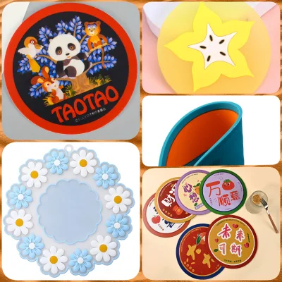 Custom Logo Customized Resin Mold Non-Slip Heat Resistant Soft PVC Coaster for Restaurant Hotel