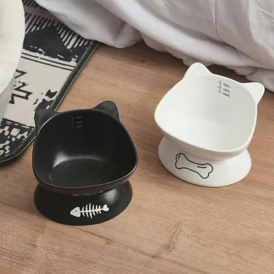 Wholesale New Pet Dog High-Footed Cervical Vertebra Oblique Mouth Ceramic Cat Feeding Bowl Pet Drinking Bowl Feeder
