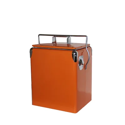 17L Retro Metal Coolers Ice Cooler Box Food Storage Ice Box