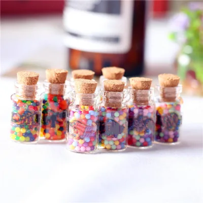 Dollhouse Mini Miniature Candy Glass Jar Colored Candies Educational Toy