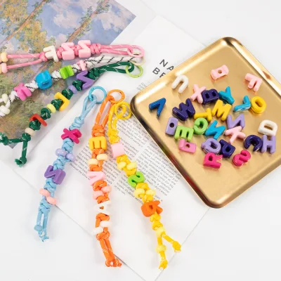 Multicolor Acrylic Alphabet Beads Straight Hole DIY Bracelet Necklace Making Loose Beads