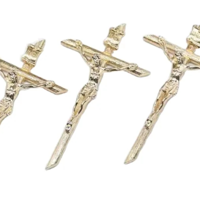 Gold Crucifix Metal Cross Jesus Icon Plated Zinc Alloy Metal Cruci Religious