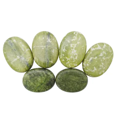 Natural Green Jade Oval Palm Stone Polished Worry Stone for Stress Relief Energy Healing Reiki Meditation