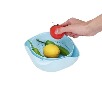 Drain Multi-layer Reversible Vegetable Basket 2 in 1 Double Layer Cleaning Vegetable Fruit Washing Kitchen Colander