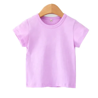 Cotton Basic Color Kids T-shirt B Cotton Short Sleeve Baby BoyTops Custom Label Children Clothes Boys Girls Tees