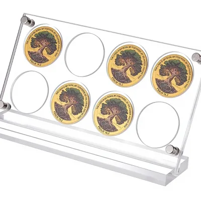 Acrylic Coin Display Stand , Freestanding Medal Challenge Token Storage Holder for Collector Desk Home Cabinet Showcase Decor